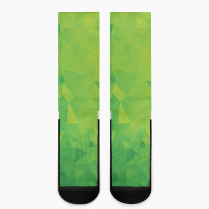 Lime Green Polygonal Geometric Print Crew Socks