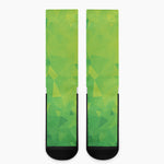 Lime Green Polygonal Geometric Print Crew Socks
