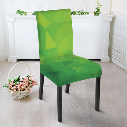 Lime Green Polygonal Geometric Print Dining Chair Slipcover