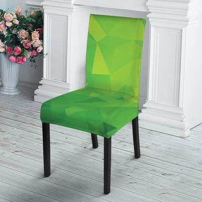 Lime Green Polygonal Geometric Print Dining Chair Slipcover
