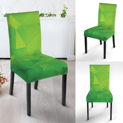 Lime Green Polygonal Geometric Print Dining Chair Slipcover