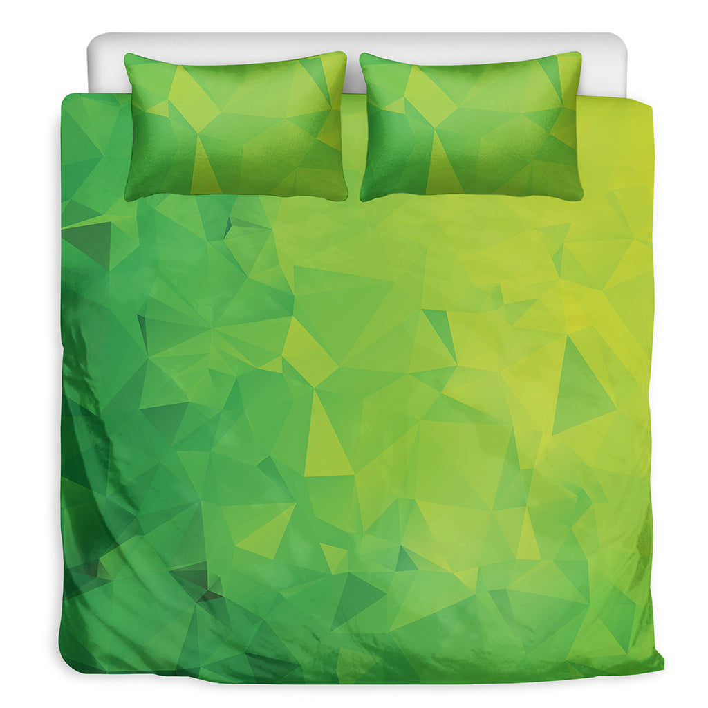Lime Green Polygonal Geometric Print Duvet Cover Bedding Set
