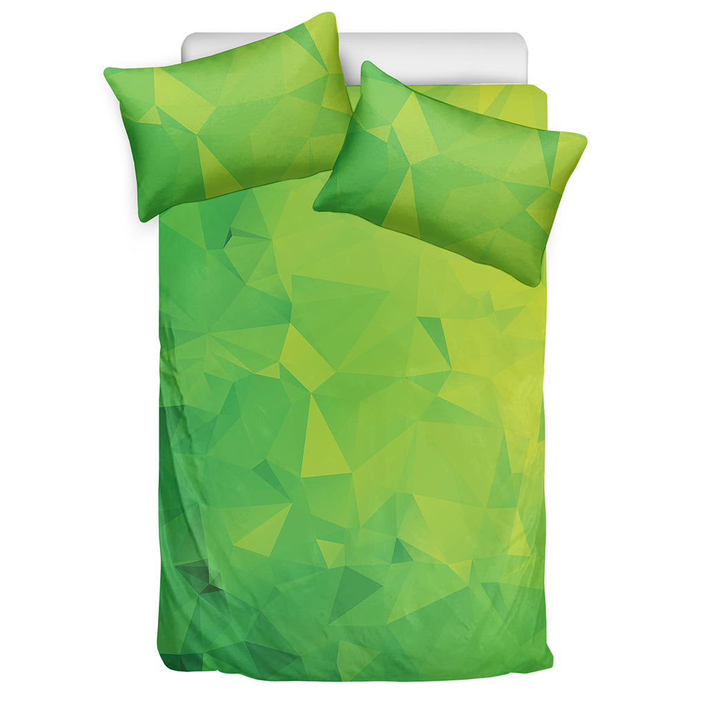 Lime Green Polygonal Geometric Print Duvet Cover Bedding Set