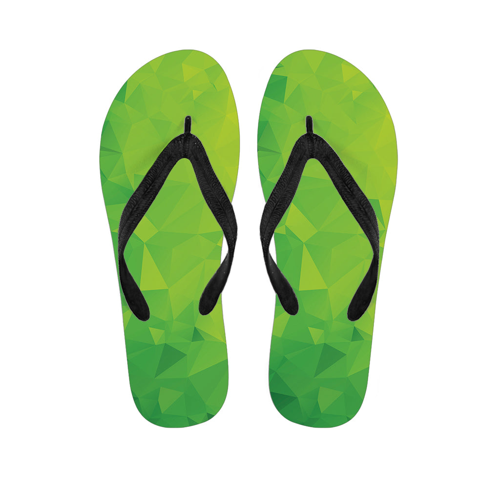 Lime Green Polygonal Geometric Print Flip Flops