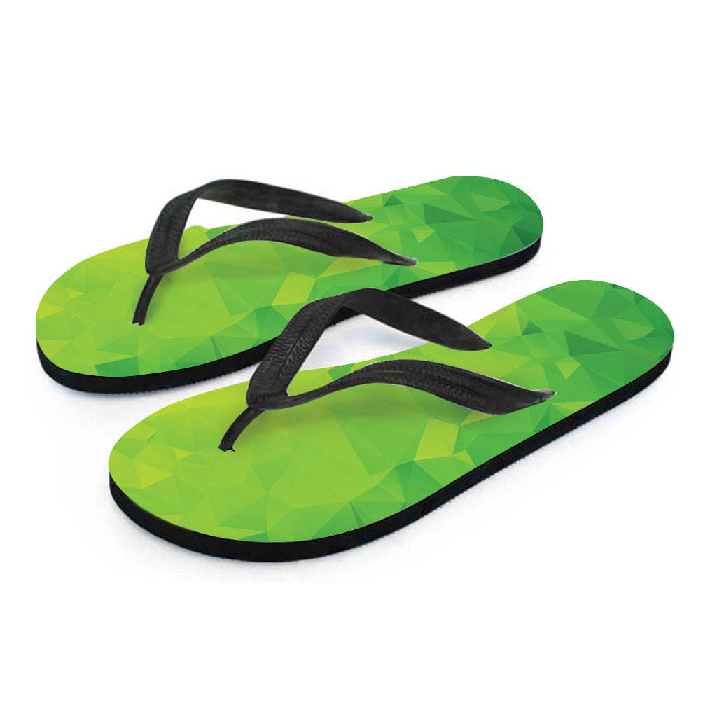 Lime Green Polygonal Geometric Print Flip Flops