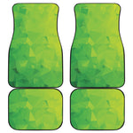 Lime Green Polygonal Geometric Print Front and Back Car Floor Mats