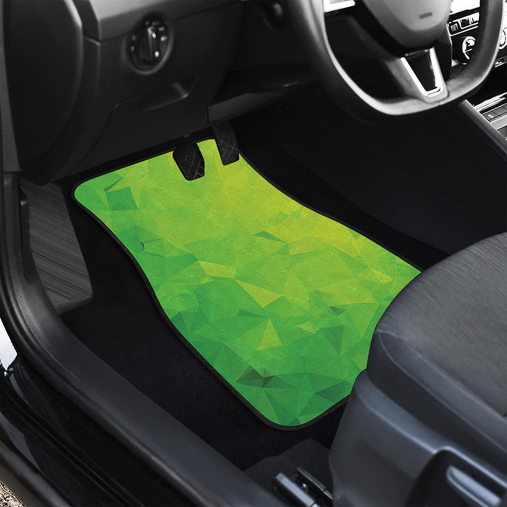 Lime Green Polygonal Geometric Print Front and Back Car Floor Mats