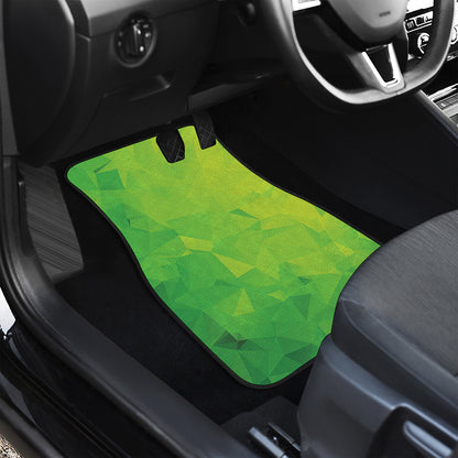 Lime Green Polygonal Geometric Print Front and Back Car Floor Mats