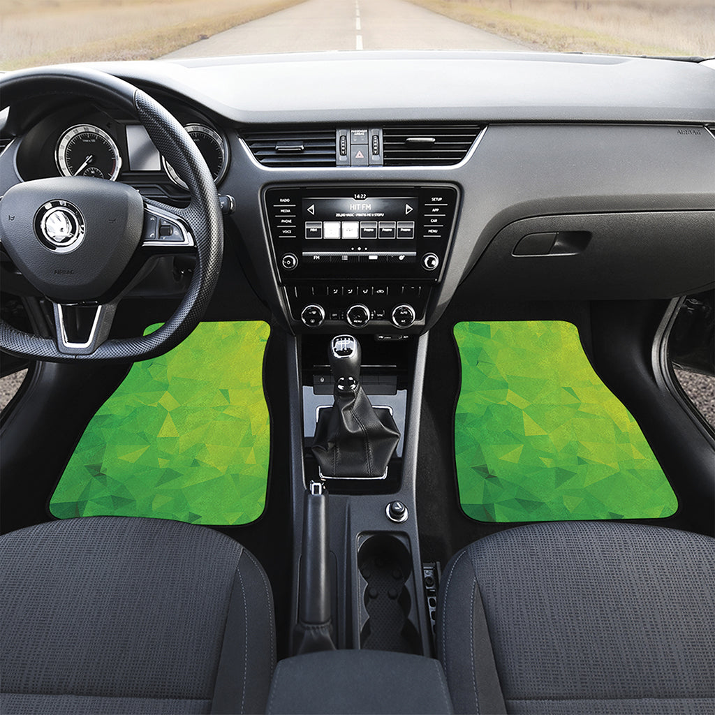 Lime Green Polygonal Geometric Print Front Car Floor Mats