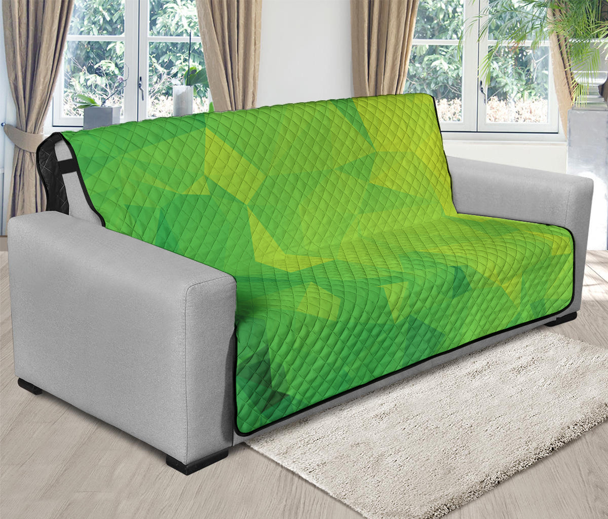 Lime Green Polygonal Geometric Print Futon Protector