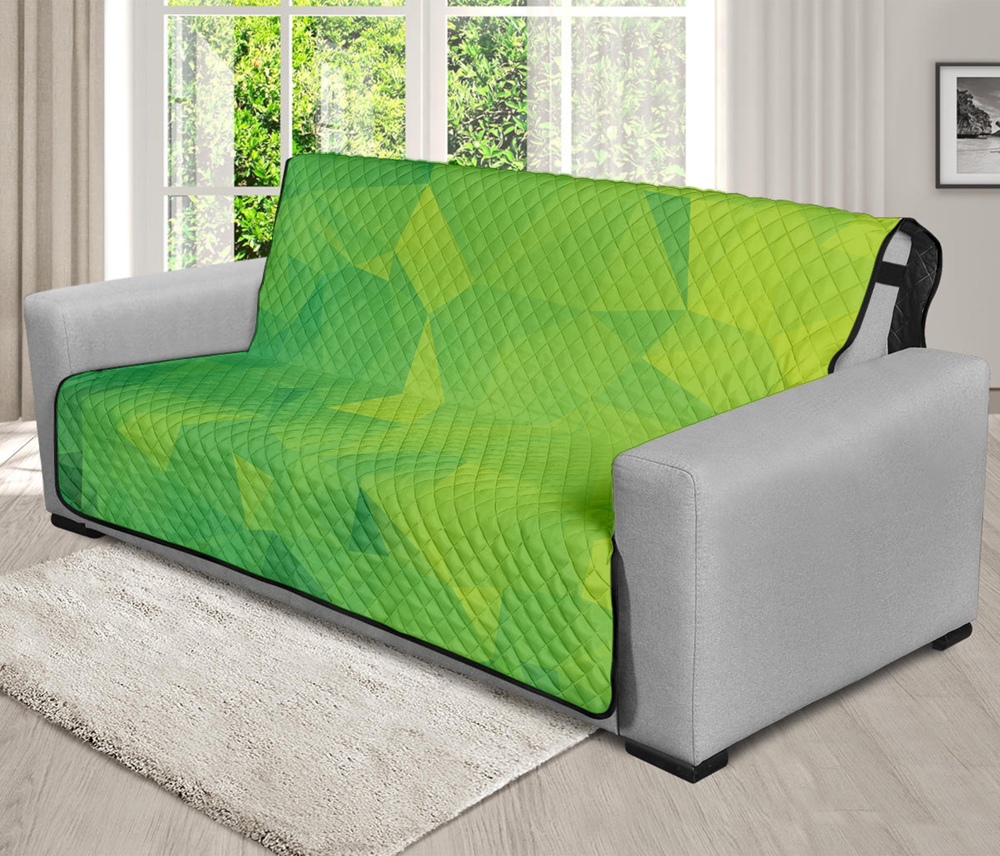 Lime Green Polygonal Geometric Print Futon Protector