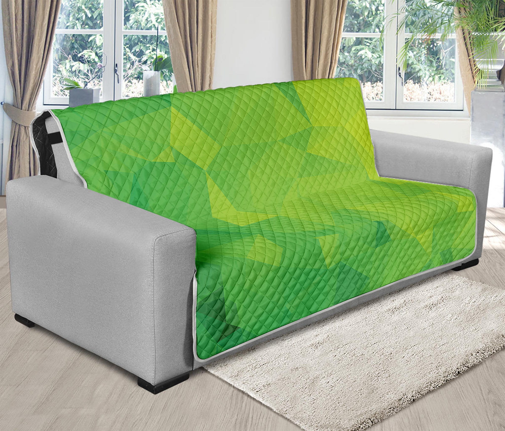 Lime Green Polygonal Geometric Print Futon Protector