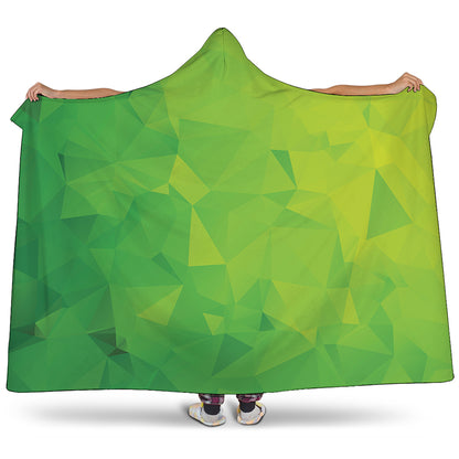 Lime Green Polygonal Geometric Print Hooded Blanket