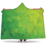 Lime Green Polygonal Geometric Print Hooded Blanket