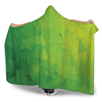 Lime Green Polygonal Geometric Print Hooded Blanket
