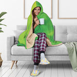 Lime Green Polygonal Geometric Print Hooded Blanket