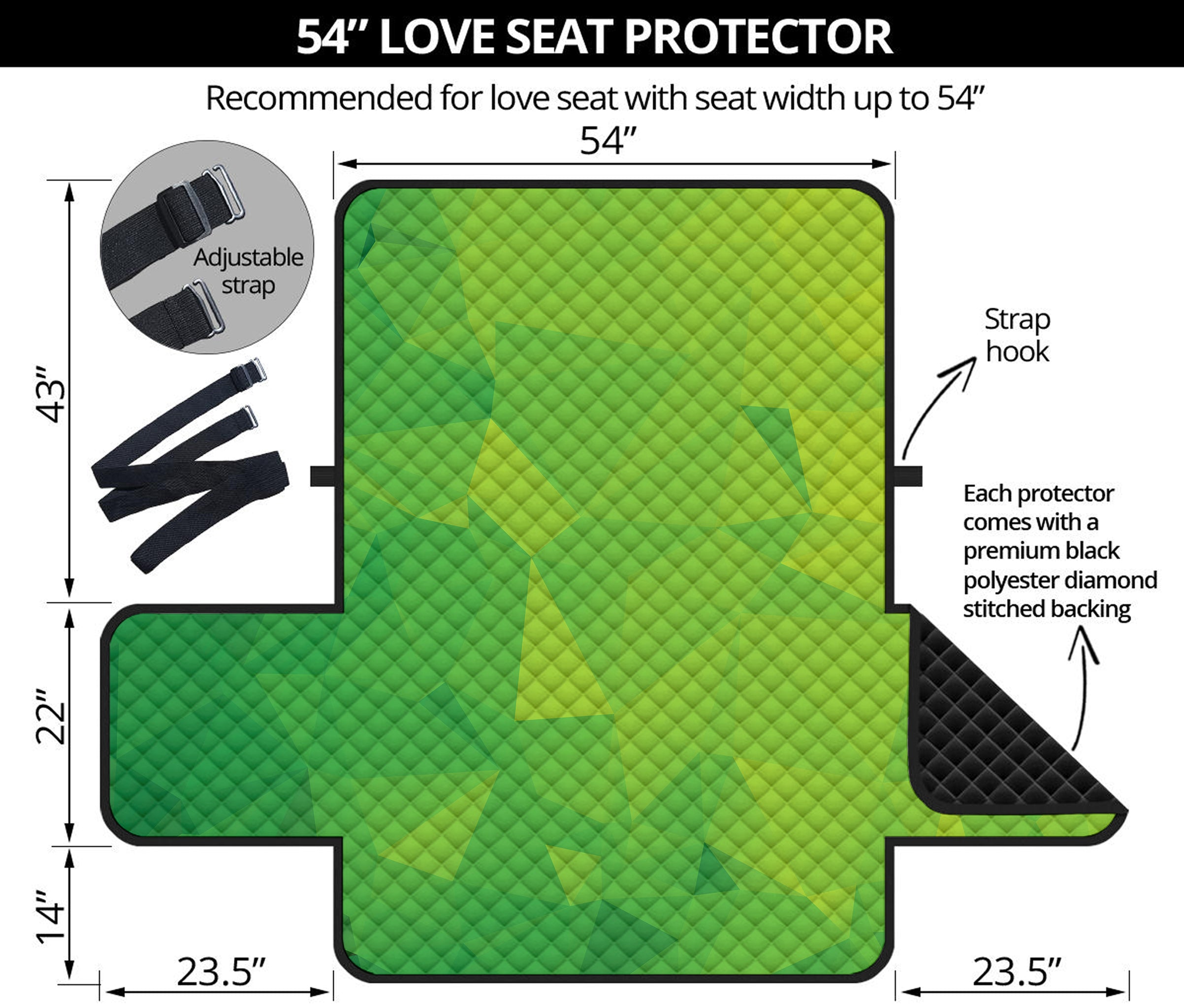 Lime Green Polygonal Geometric Print Loveseat Protector