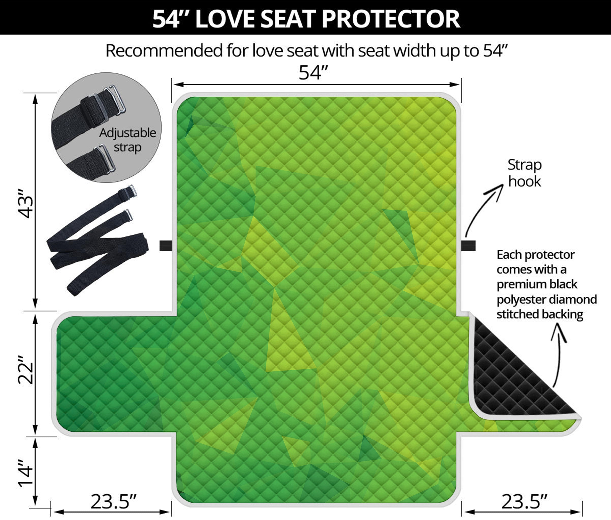 Lime Green Polygonal Geometric Print Loveseat Protector