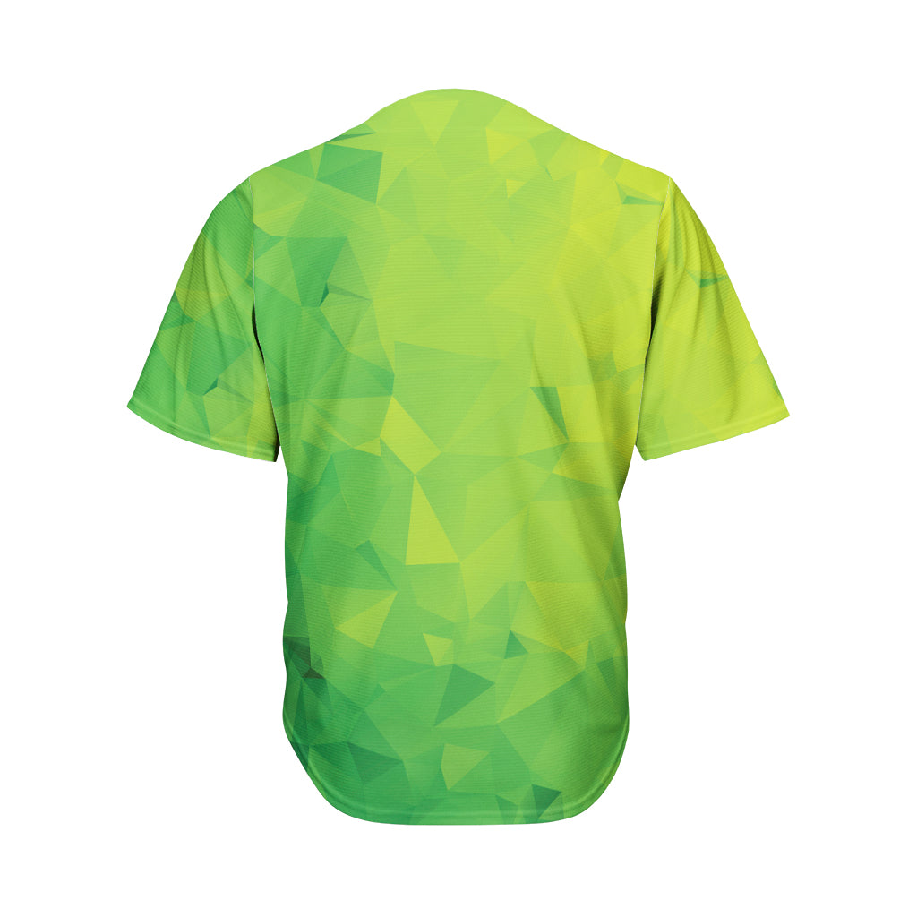 Lime Green Polygonal Geometric Print Men's Baseball Jersey