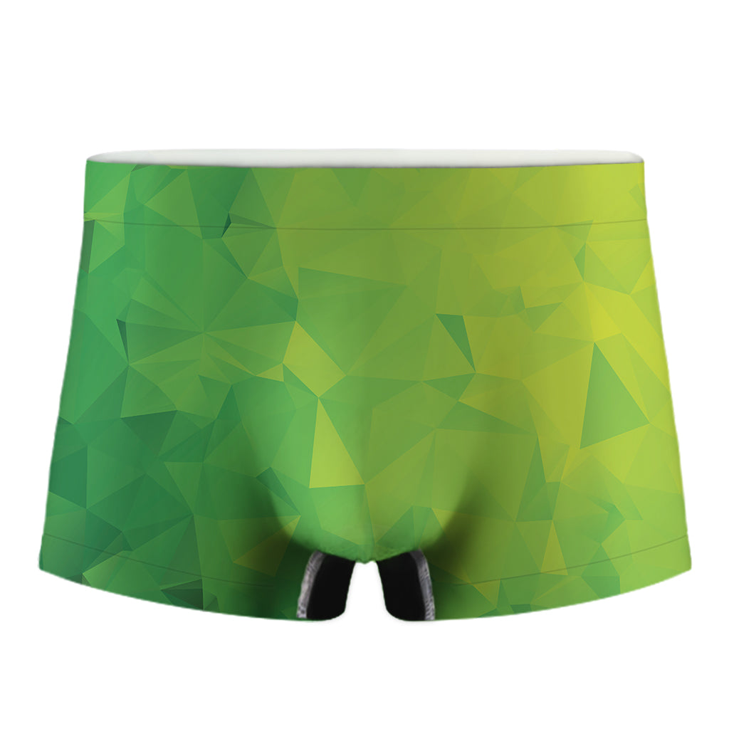 Lime Green Polygonal Geometric Print Men's Boxer Briefs