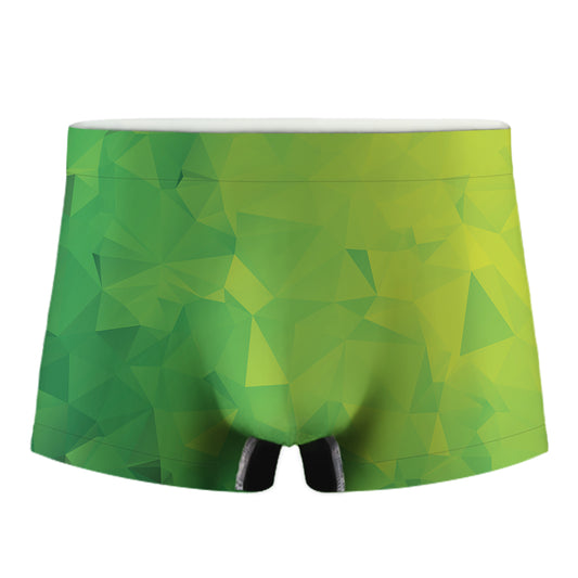 Lime Green Polygonal Geometric Print Men's Boxer Briefs