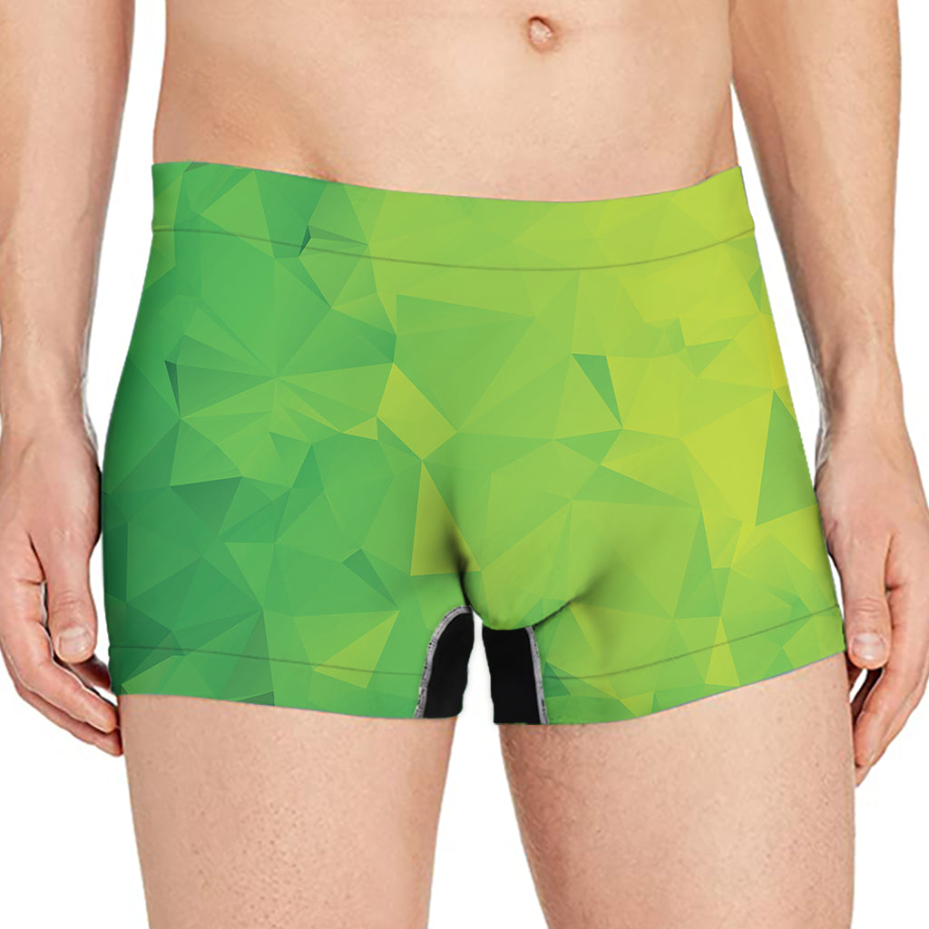 Lime Green Polygonal Geometric Print Men's Boxer Briefs