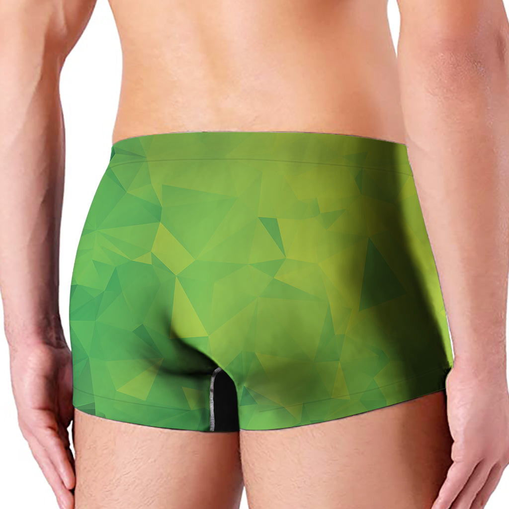Lime Green Polygonal Geometric Print Men's Boxer Briefs
