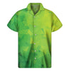 Lime Green Polygonal Geometric Print Men's Short Sleeve Shirt