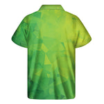 Lime Green Polygonal Geometric Print Men's Short Sleeve Shirt