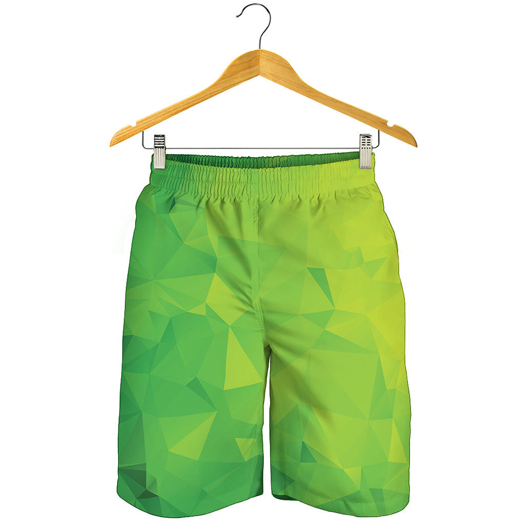 Lime Green Polygonal Geometric Print Men's Shorts