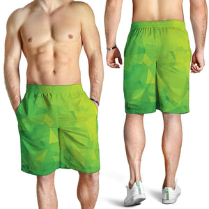 Lime Green Polygonal Geometric Print Men's Shorts