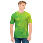 Lime Green Polygonal Geometric Print Men's T-Shirt