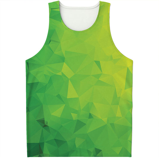 Lime Green Polygonal Geometric Print Men's Tank Top