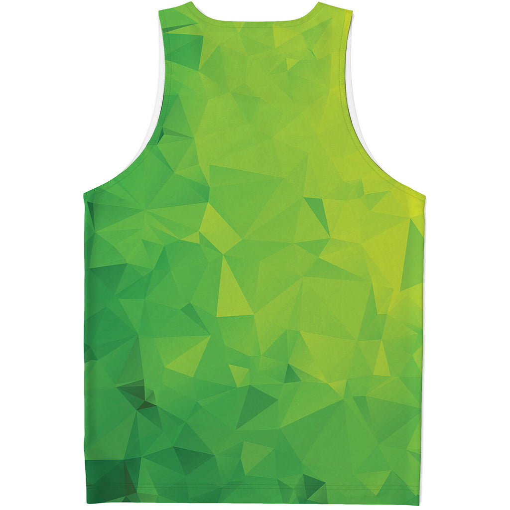 Lime Green Polygonal Geometric Print Men's Tank Top