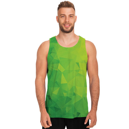 Lime Green Polygonal Geometric Print Men's Tank Top