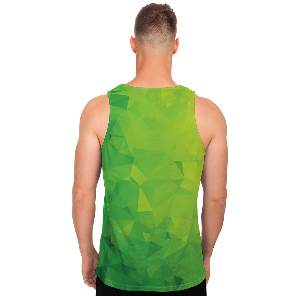 Lime Green Polygonal Geometric Print Men's Tank Top