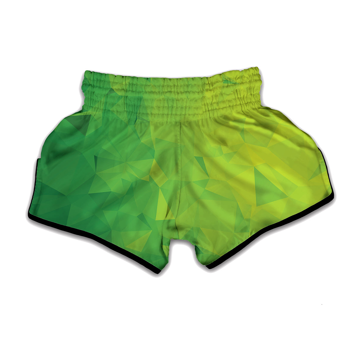 Lime Green Polygonal Geometric Print Muay Thai Boxing Shorts