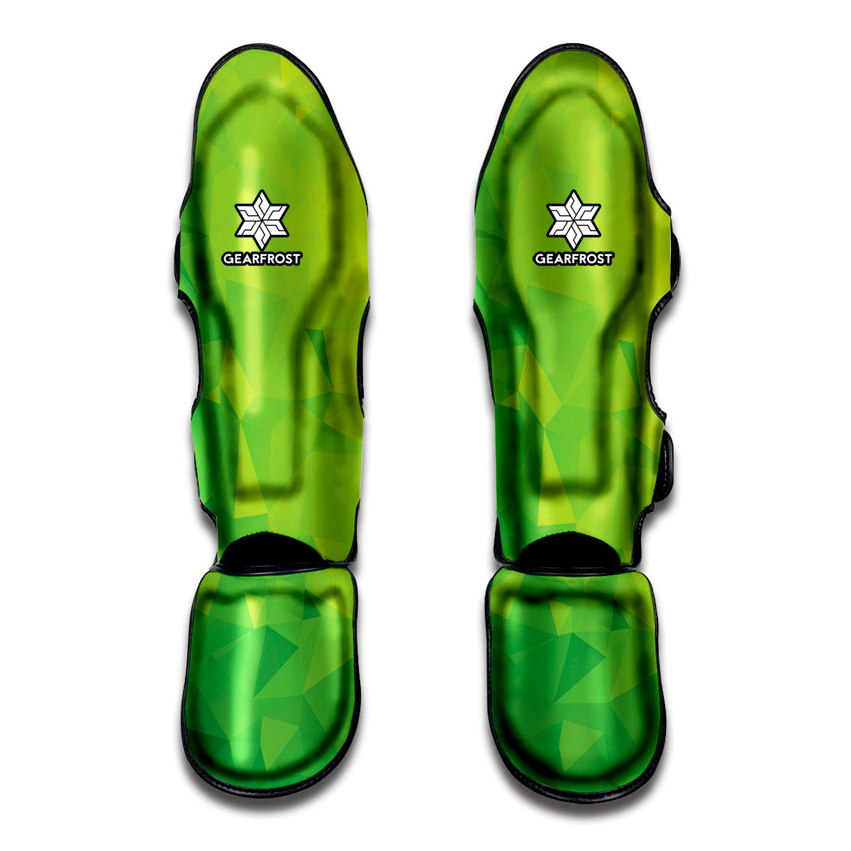 Lime Green Polygonal Geometric Print Muay Thai Shin Guard