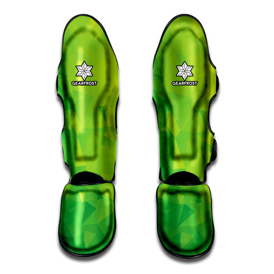 Lime Green Polygonal Geometric Print Muay Thai Shin Guard