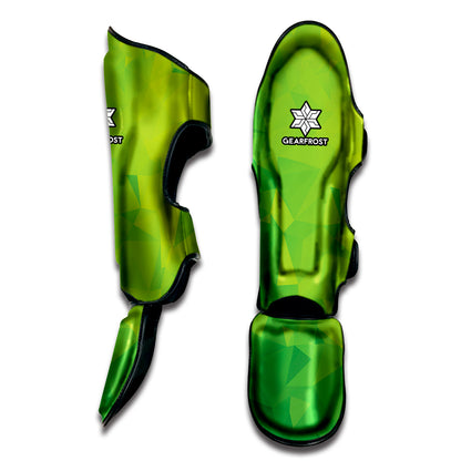 Lime Green Polygonal Geometric Print Muay Thai Shin Guard