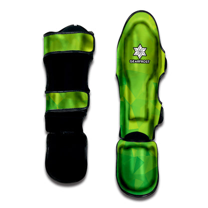 Lime Green Polygonal Geometric Print Muay Thai Shin Guard