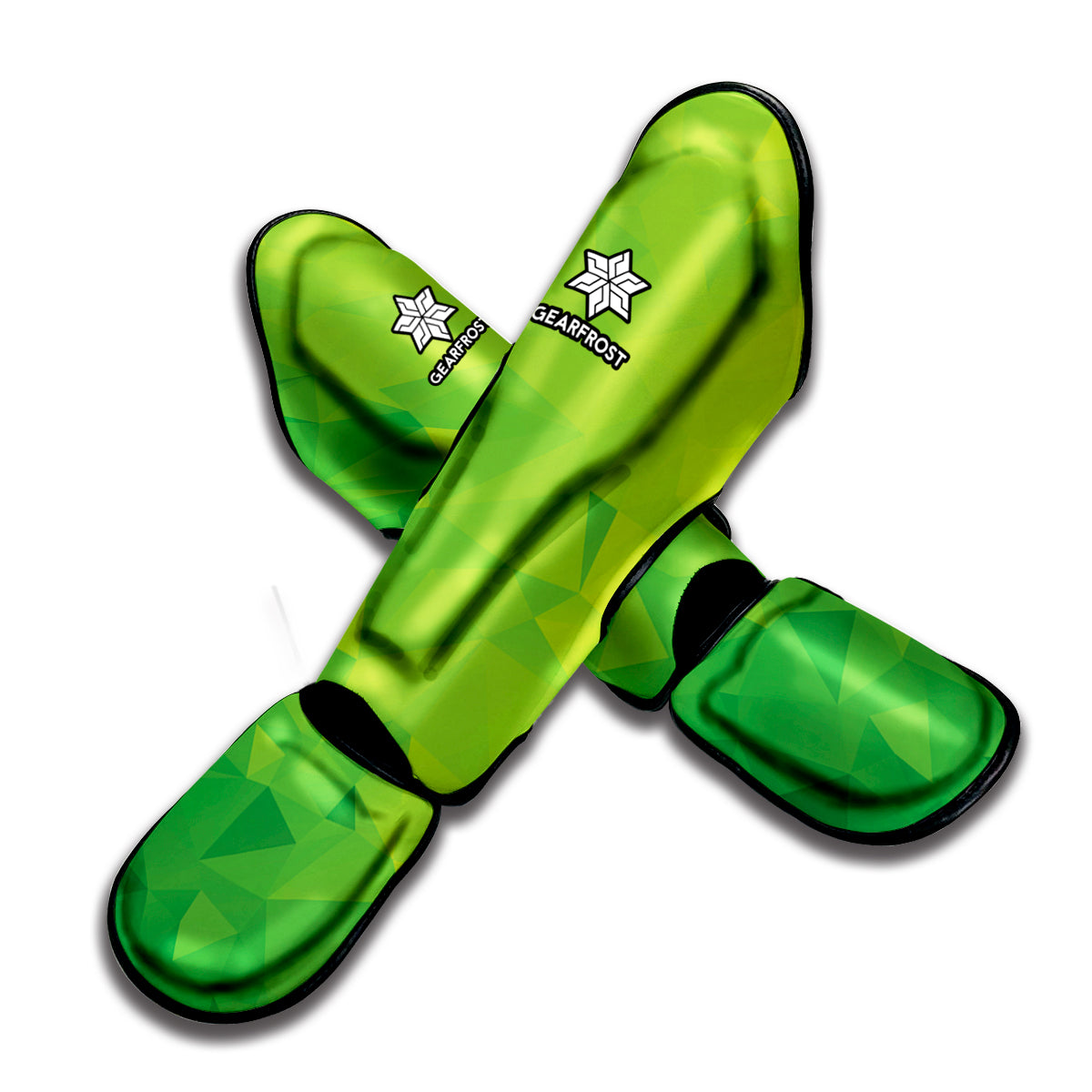 Lime Green Polygonal Geometric Print Muay Thai Shin Guard