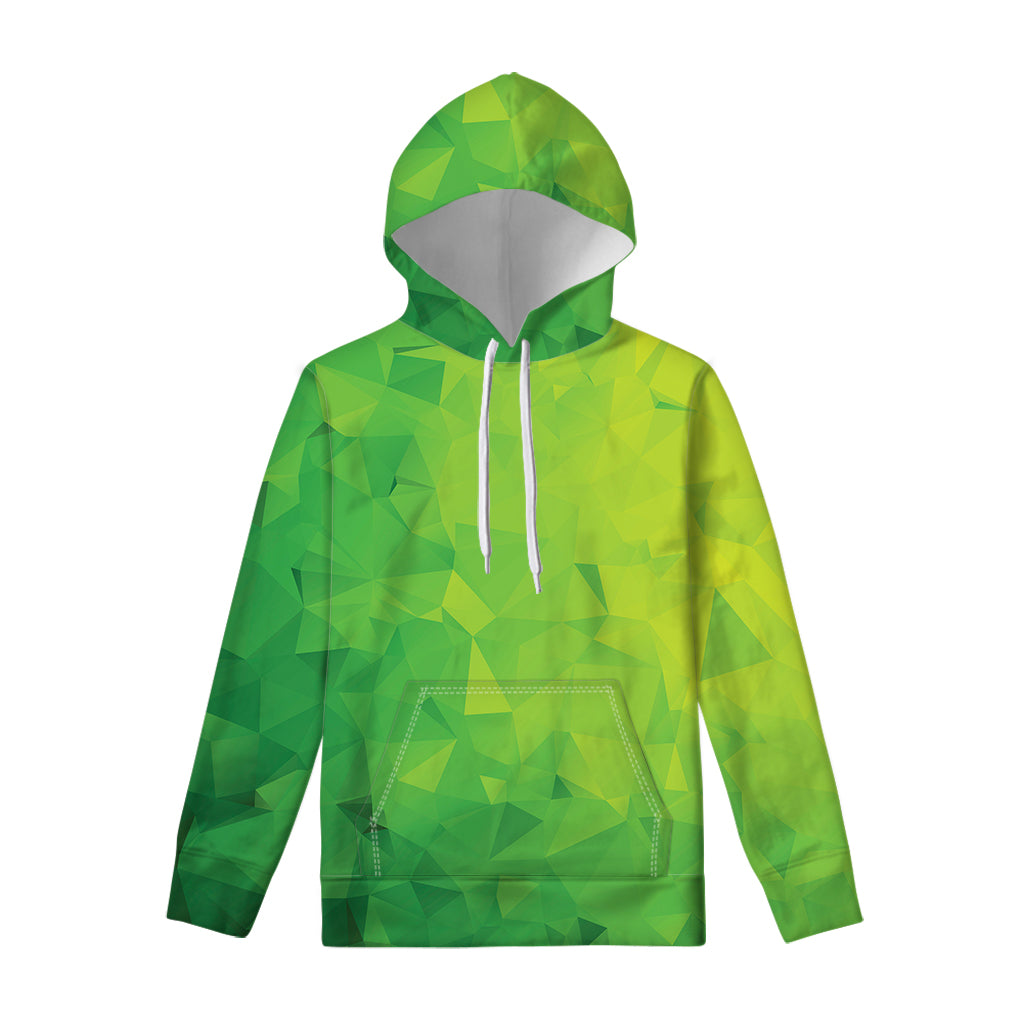 Lime Green Polygonal Geometric Print Pullover Hoodie