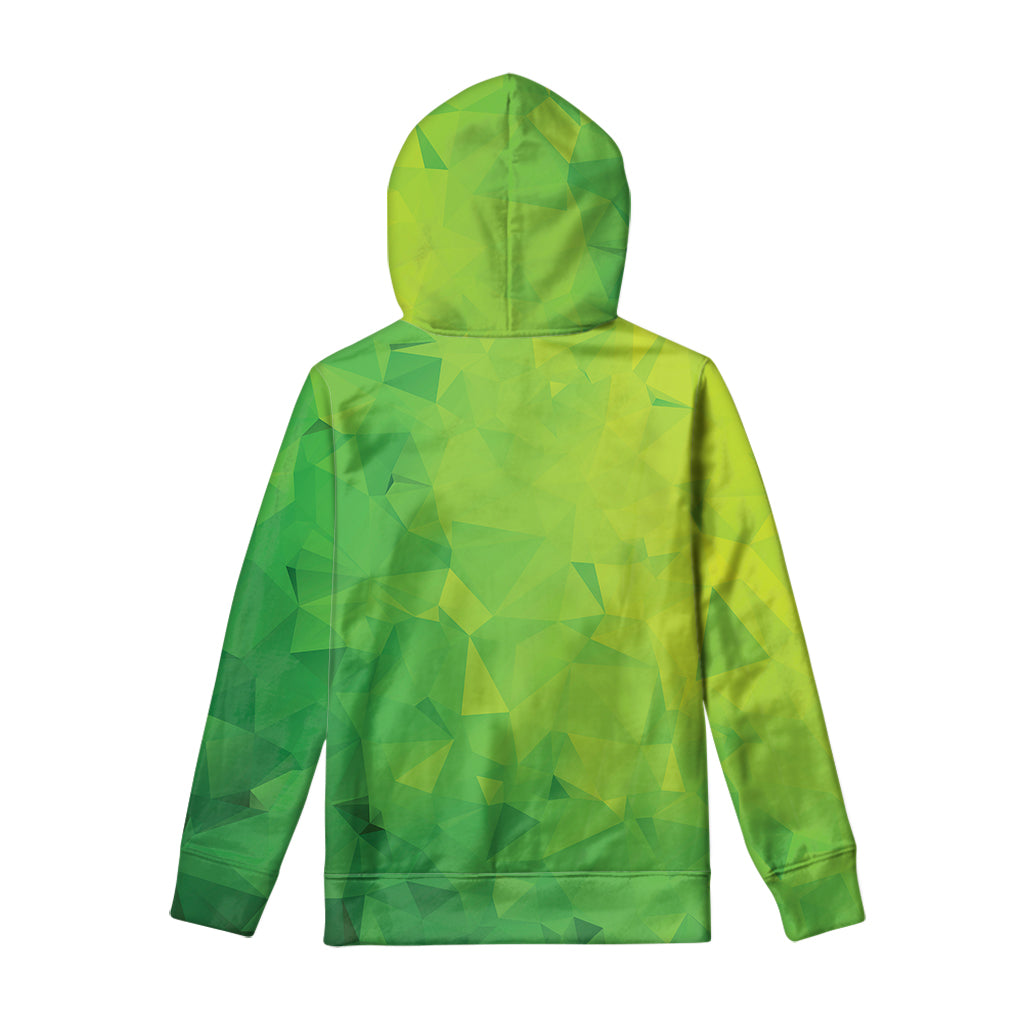 Lime Green Polygonal Geometric Print Pullover Hoodie
