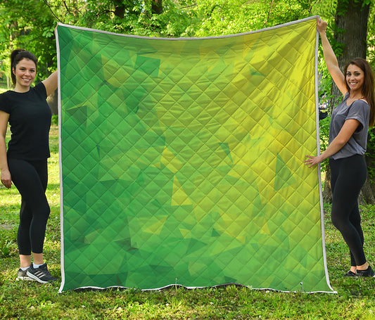 Lime Green Polygonal Geometric Print Quilt