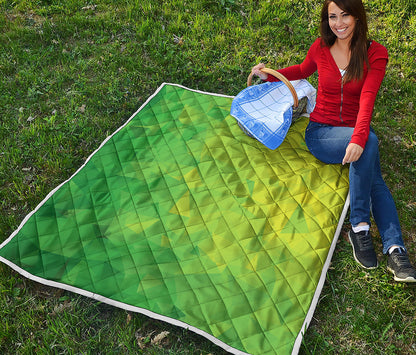 Lime Green Polygonal Geometric Print Quilt