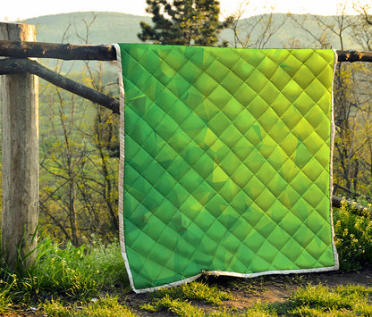 Lime Green Polygonal Geometric Print Quilt