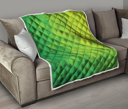 Lime Green Polygonal Geometric Print Quilt