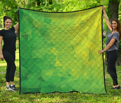 Lime Green Polygonal Geometric Print Quilt