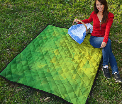 Lime Green Polygonal Geometric Print Quilt